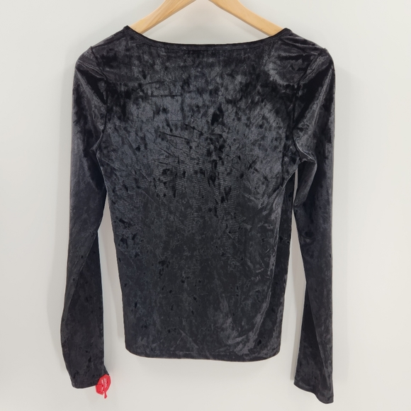 Vince Square Neck Black Velour Long Sleeve Top Womens Size Medium - Picture 2 of 12